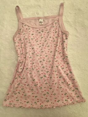 Pink Floral Cotton Tank Top